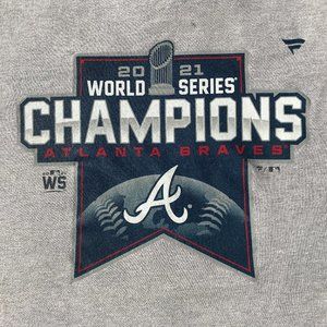 2020/2021 World Series Champions Atlanta Braves T-Shirt Medium Grey EUC
